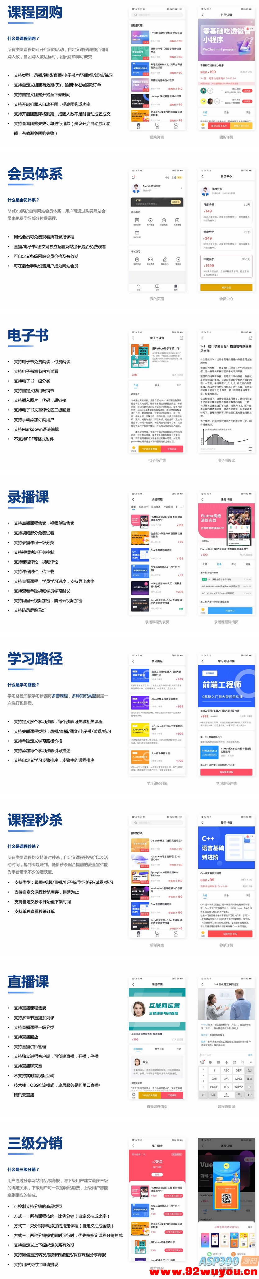 知识付费系统源码（pc+小程序+h5+app）前端后台完整源码  2613 无忧技术吧www.92wuyou.cn