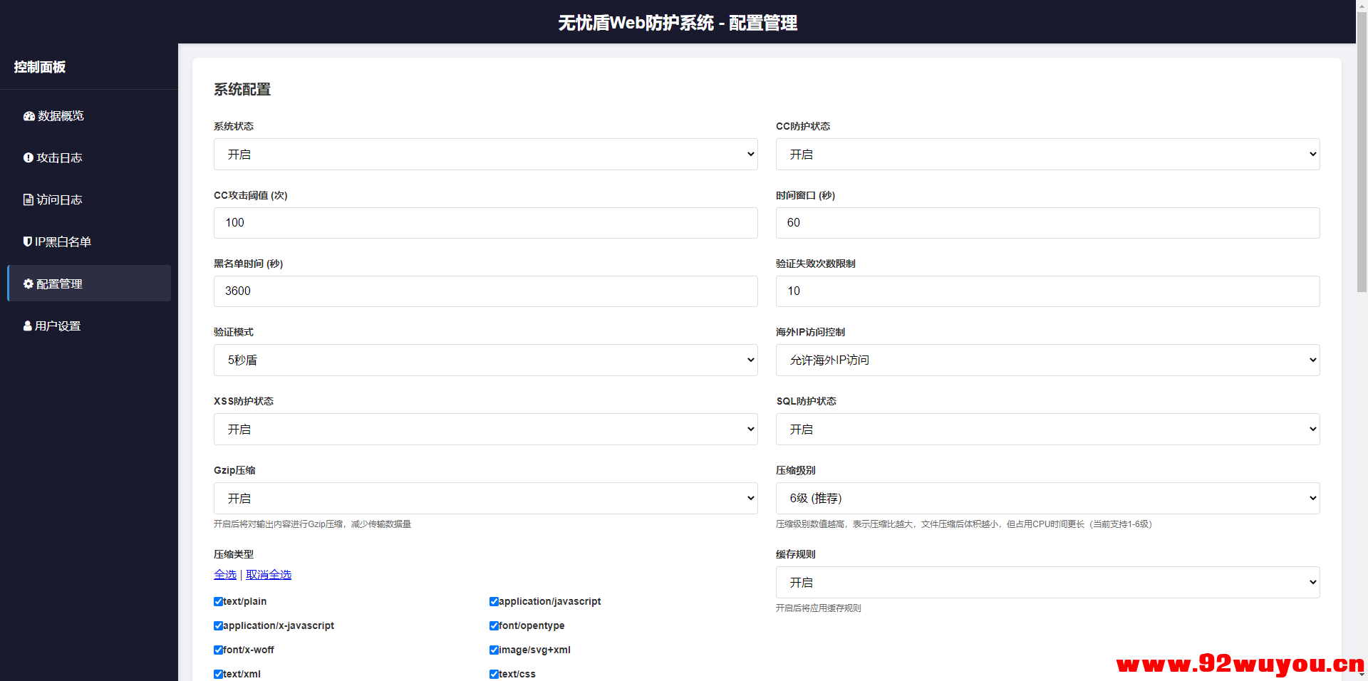 无忧盾Web-安全防护系统高抗CC攻击，XSS SQL 注入漏洞工具免费开源版-无加密版本  4773 无忧技术吧www.92wuyou.cn