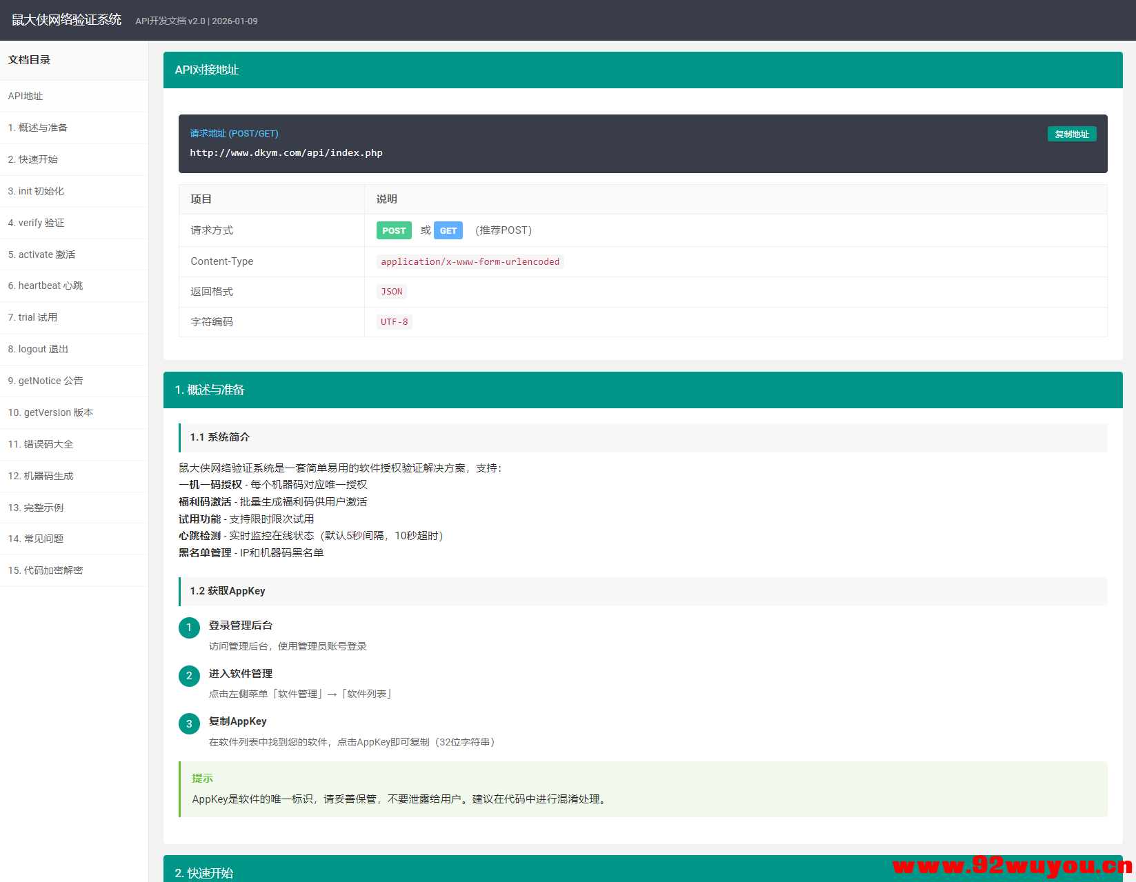 鼠大侠网络验证系统源码 一机一码授权验证 全开源  1640 无忧技术吧www.92wuyou.cn