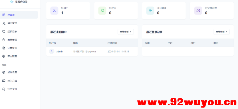 2026全新聚合登录系统源码 一栈式配置全部快捷登录接口  3558 无忧技术吧www.92wuyou.cn